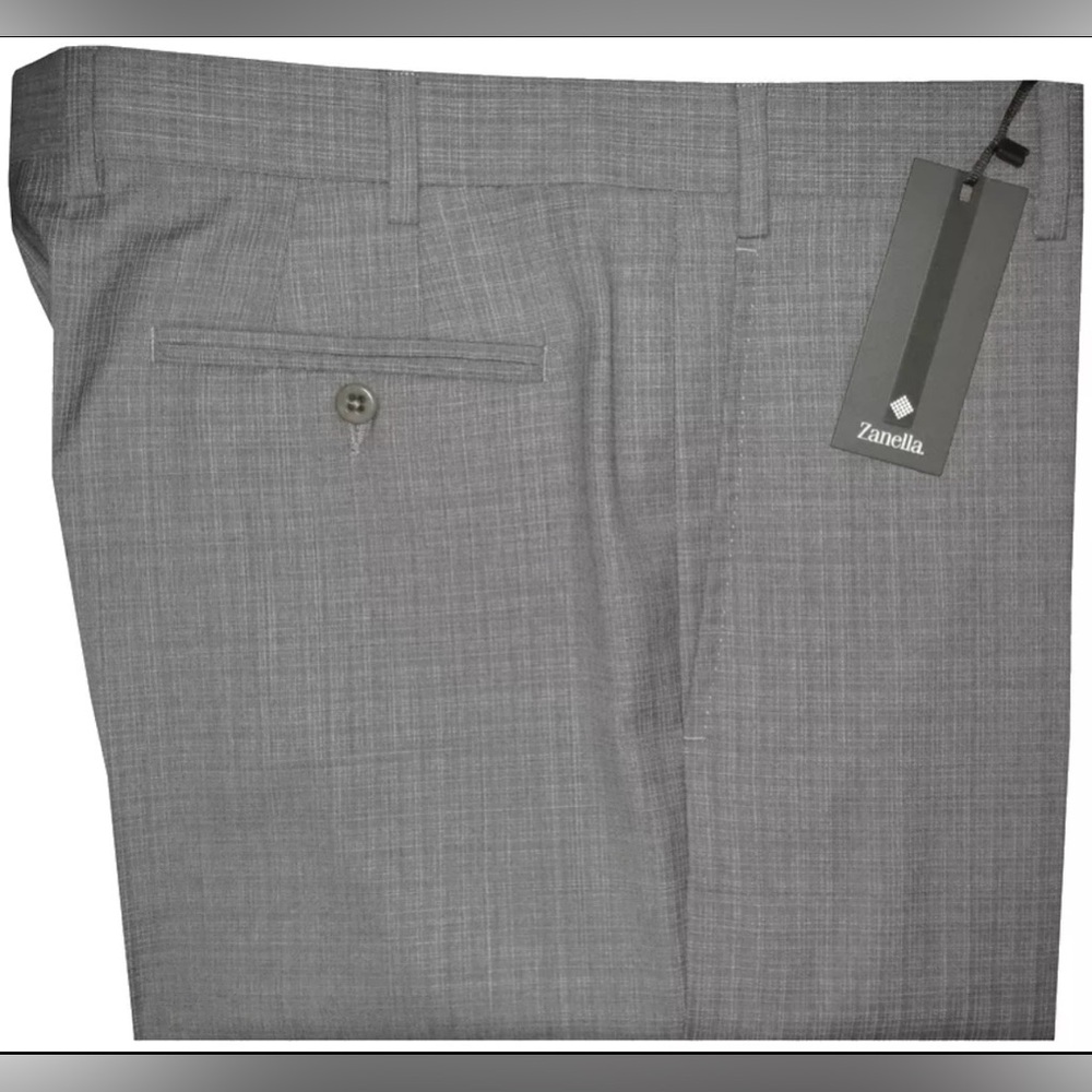 $365 NEW ZANELLA MENS 35 DRESS PANTS ITALY NORDSTROM DEVON GRAY SUPER 130’s WOOL